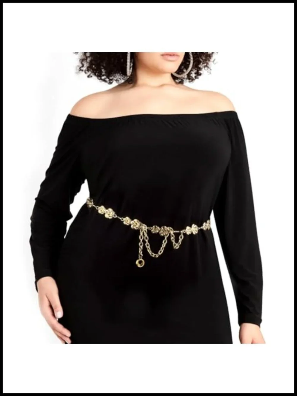 Plus Size Gold Metal Chain Belt, Chunky Body Waist Accessories, Adjustable